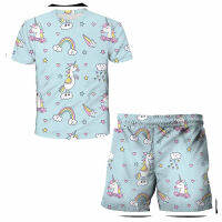 2022 Unicorn Girls T-Shirt + Pants Summer Kids T-Shirt Set Kids Polyester Top T-Shirt for Cute Girls T-Shirt Sports Suit 3-14t