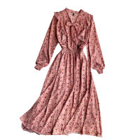 Dress for Women Korean Floral Long Sleeves Chiffon Dresses