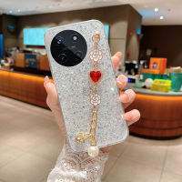 KOSLAM ดอกไม้อัญมณีรูปหัวใจเคสโทรศัพท์สร้อยข้อมือไข่มุกสำหรับ Realme 11 4G 5G 11X 11 Pro 11 Pro + C51 OPPO A38 4G A58 4G A78 4G ปลอกโทรศัพท์มือถือ TPU แบบใหม่มีในสต็อก