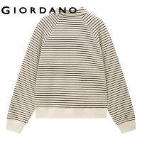 GIORDANO Women Sweatshirts Half-Zip Raglan Sleeve Stripe Sweatshirts Soft Simple Fashion Casual Loose Sweatshirts 18323009TH