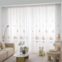 Customize Nordic Rabbit Cartoon Childrens Room Tulle Curtains for Living Room Bedroom Window Sheer