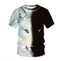 T-shirt 2023！New！Kasual Baru Tidur pendek Pukul Neck 3D Wolf Cetak Putih Plus Ukuran Fashion Musim panas pria 2023 High quality products （Freeprinting of names）