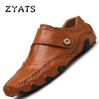 ZYATS รองเท้าโลฟเฟอร์รองเท้าหนังใส่ทำงานลำลองสำหรับผู้ชาย,รองเท้าโลฟเฟอร์ใส่ขับรถแบบทางการหนังแท้ระบายอากาศได้ Size38-46