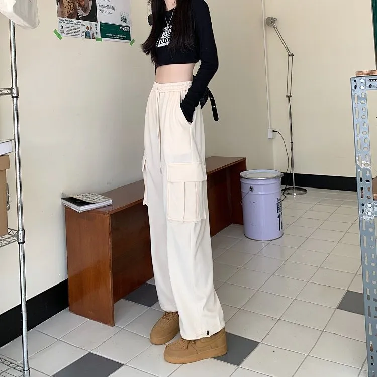 Wide leg pants for girls women Korean style cute love high waist