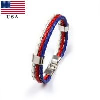 Russia Spain PU Leather Bracelets France Brazil National Flag Football Fans Fashion Braided Men Women Bracelet &amp; Bangles Jewelry Charms and Charm Brac