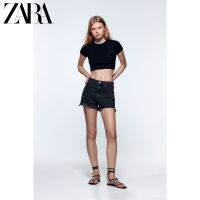 ZARA丨 new womens wear black short version of the round collar short sleeve T-shirt 5584375 800