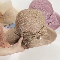 [Hat vendor]ผู้หญิงร่มเงาฤดูHat vendorหมวกกันแดดระบายอากาศได้สำหรับผู้หญิงพับโบว์ขอบใหญ่หมวกฟางท่องเที่ยวกลางแจ้งครีมกันแดดชายหาดหมวกหมวก