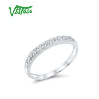 VISTOSO 14K 585แหวนทองสำหรับผู้หญิงเครื่องประดับประกายวันครบรอบงานหมั้นเรียบง่าย