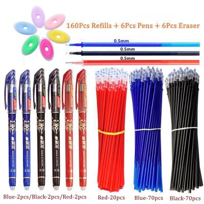 172PcsSet Erasable Pen Erasable Refill Rod 0.5mm Washable Handle BlackBlue Ink Gel Pen School&amp;Office Writing Kawaii Stationery