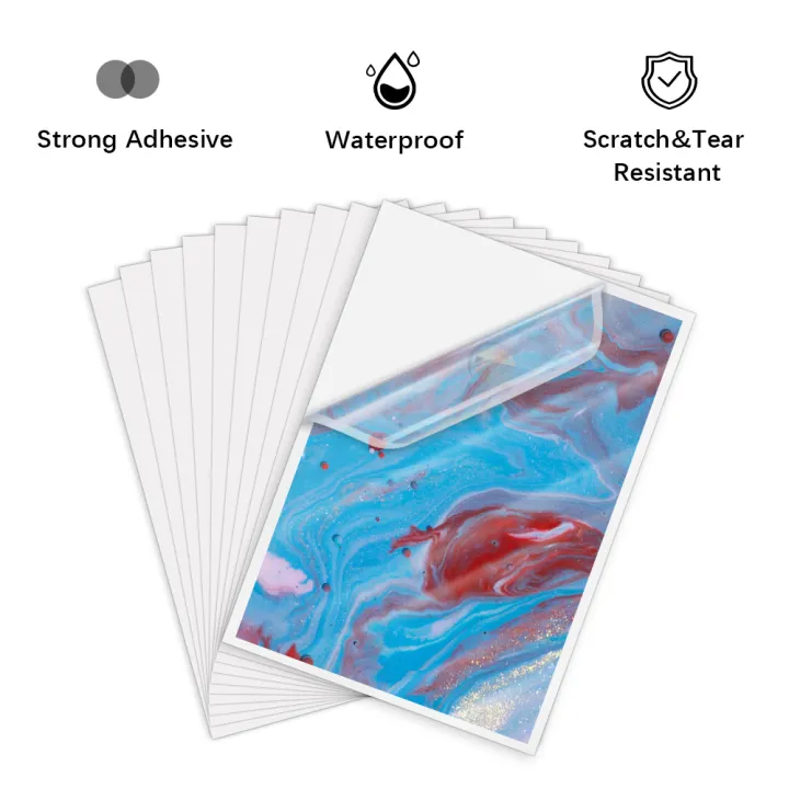 1020304050100 Sheets Transparent Self-Adhesive Printable Vinyl Sticker ...