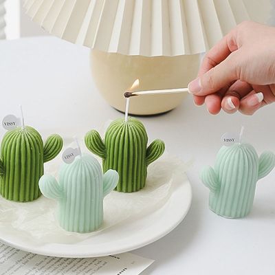 Creative Handmade Cactus Candle Photo Props Aromatherapy Candle Ornaments Soy Wax Aromatherapy Small Candles Scented Relaxing