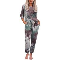 Autumn Tie Dye Pajama Set Women Sleepwear Leopard Pajama Lounge Wear Female Short Sleeve Nightwear Home Suits