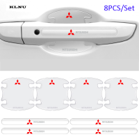 KLNU สติกเกอร์ติดประตู8ชิ้น/ชุดรถฟิล์มป้องกันมือจับประตูรถกันรอยขีดข่วนแถบป้องกันการชนอุปกรณ์เสริมสำหรับ Mitsubishi ASX Lancer Alant L200 Xpander