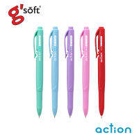 gsoft (จีซอฟท์) ปากกาลูกลื่นเจล ชนิดกด ACTION 0.5 หมึกน้ำเงิน ตัวด้ามคละสี รหัส ACT