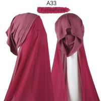 《Miki Xinyuan》2021ผู้หญิงสีทึบ Chiffonwith Bonnet Underscarf Cap With ElasticFree Use Shawl For Ladies