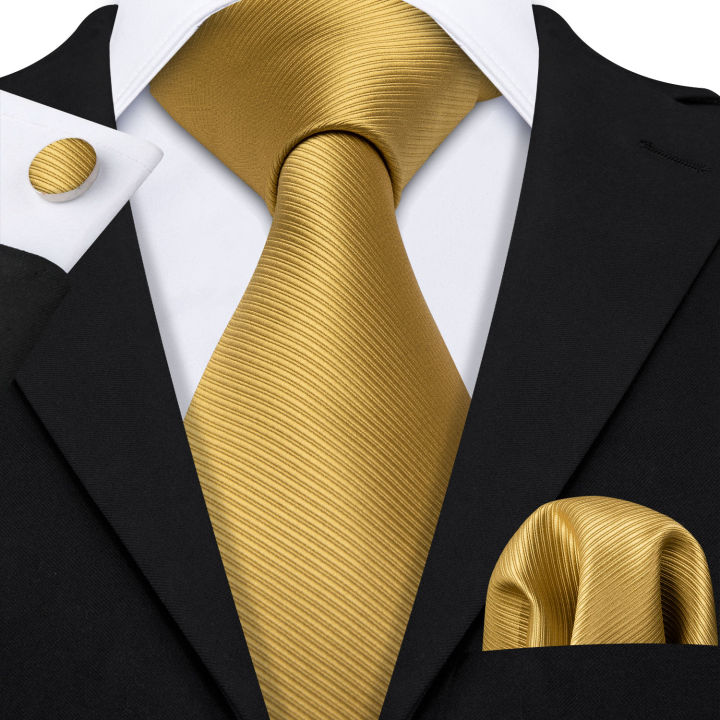 Emas Pepejal Tie Set Sutera Tie untuk Lelaki Perniagaan Parti Tali ...