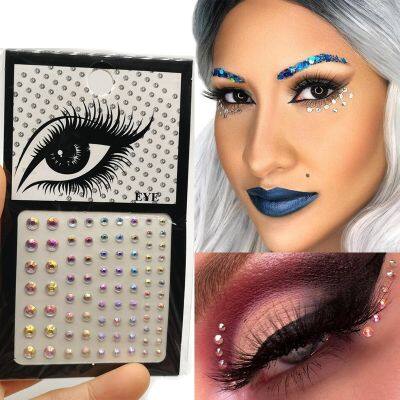 【CW】 35 Colors Eyes Face Rhinestone Sticker Glitter Eyeshadow Eyeliner Jewelry Makeup Temporary Stickers