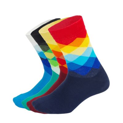 Gradient Colorful Casual Fashion Socks Men Combed Cotton 10 Colors
