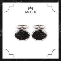 [SETTE] Oval Cufflinks with Oxidise BK Enamel Silver 925 Rhodium Plated With Enamel - BTS2687-BK [เซตเต้] คัฟลิงค์รูปทรงไข่ ตัวเรือนเงิน 925 ชุบโรเดียม และลงยาสี