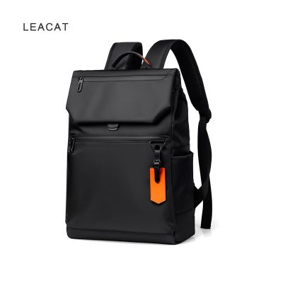 Leacat กระเป๋าเป้สะพายหลังแล็ปท็อปผู้ชายกันน้ำคุณภาพสูงแบรนด์หรูกระเป๋าเป้สะพายหลังสีดำสำหรับธุรกิจกระเป๋าเป้สะพายหลังคนเมือง USB ชาร์จ