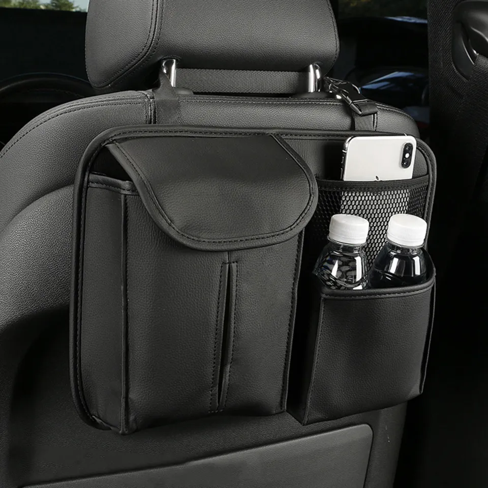 Universal PU Leather Car Seat Back Storage Organizer Bag Multifunction  Storage Box Stowing Tidying Pocket Travel Accessories