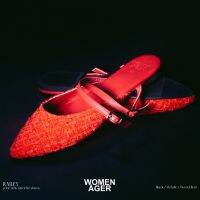 womenager - Raily Red tweed รองเท้าหัวแหลมเปิดส้น