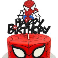 Cute Superhero Happy Birthday Cake Topper for Spiderman Avengers Crew Theme Cake Decor Boy Children Birthday Party Decoration