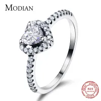 Modian ประณีต925 Sterling Silver Vintage หัวใจ AAA CZ แหวนสำหรับผู้หญิงงานแต่งงานเครื่องประดับ Bijoux