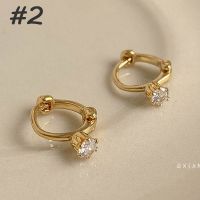 [AOER] 24K Gold Plated Mini Zircon Hoop Earrings Cubic Zirconia Cartilage Earring Small Huggie Piercing Earings For Women