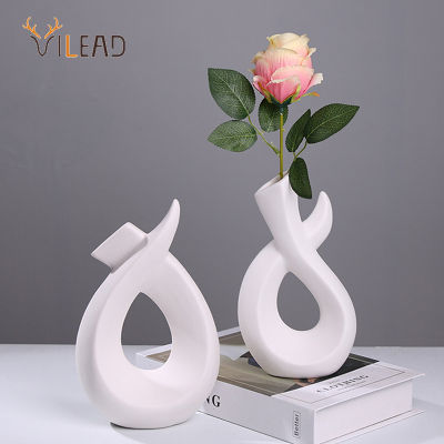 VILEAD Modern Art Vase Twisted Style Ceramic Craft Shop Restaurant Decor Novel Indoor Planters Table Top Ornaments Holiday Gifts