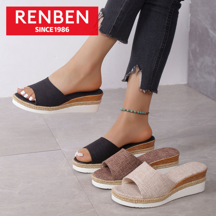 renben-รองเท้าแตะผู้หญิงแบบสไลด์โชว์ด้านล่างหนา-รองเท้าสลิปเปอร์แบบหลวม