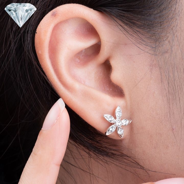 malai-gems-ต่างหูเพชร-เงินแท้-silver-925-เพชรสวิส-cz-เคลือบทองคำขาว-รุ่น51000143-แถมกล่อง-ต่างหูcz-ต่างหูเงินแท้