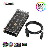 Rgeek 5V 3-หมุด Rgb 10ฮับตัวแยก Sata Power 3pin Argb ส่วนขยายอะแดปเตอร์สายเคเบิลสำหรับ Asus Aura Sync Msi Asrock Rgb Led W/ เคส