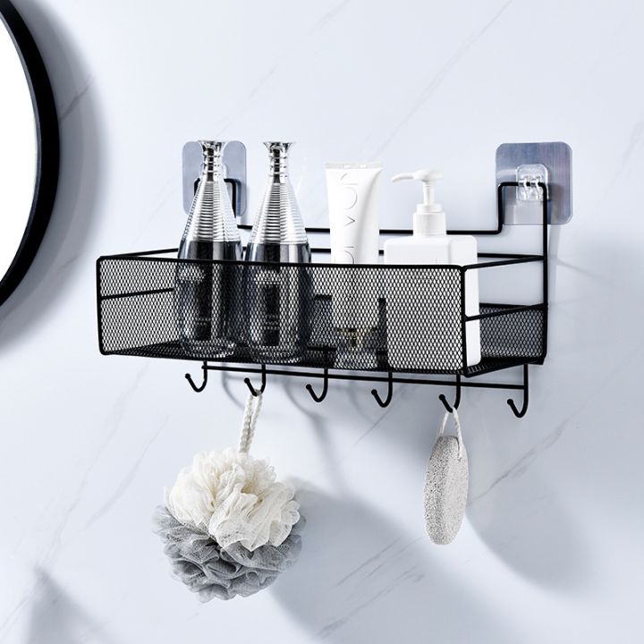 bathroom-shelf-organizer-ชั้นวางในห้องน้ำ-ชั้นวางของในห้องน้ำ-แบบติดผนัง-ไม่ต้องเจาะผนัง-ที่วางเป้นแบบตาข่ายเหล็ก-ระบายน้ำได้ดี-ไม่อับชื้น-ชั้นวางของในห้องน้ำไม่เจาะผนัง-bathroom-shelving-ชั้นวางของใน