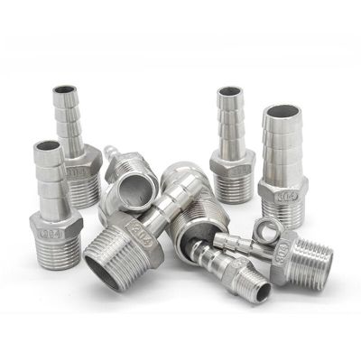 Stainless Steel Male BSP 1/8" 1/2" 1/4" 3/4" Thread Pipe Fitting Barb Hose Tail Connector 6mm to 25mm Tools Accessory Pipe Fittings Accessories