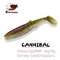 【DT】hot！ ESFISHING Soft Cannibal 75mm 100m Pefec bait T Tail Peche Leurre Pike Fishing Tackle Bass