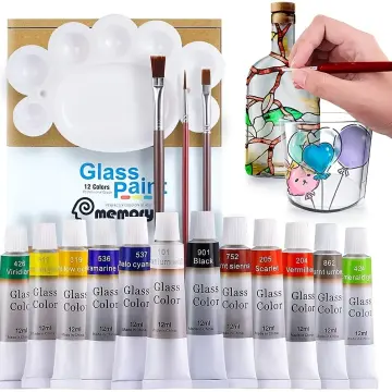 1 Set Glass Paint Bright Colors Convenient No Bake High Gloss