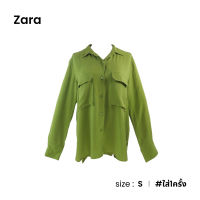 Zara เสื้อเชิ้ตหน้าสั้นหลังยาวสีเขียว D030-10