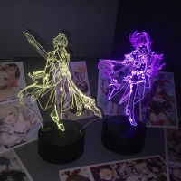 Genshin Impact Light Acrylic Figure Keqing Anime Lamp for Gaming Room Kids Gift 3D Led Night Light for Gamer Bedroom Decoration