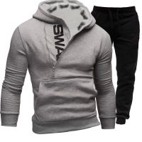 Holiday Discounts Custom LOGO Mens Tracksuit Spring Autumn Sweatshirt Suit Letter Printed Zipper Hoodie And Jogger Sweatpants Male 2Pcs Set