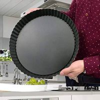 2PCS Non-Stick Removable Loose Bottom Quiche Tart Pan Round Pie Pizza Pan with Removable Base