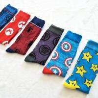 Marvel comics fashion large size Harajuku cartoon socks captain mens fashion pattern non-slip casual