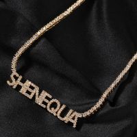 Uwin Custom Mini Letter Welding 2mm Tennis Chain Name Pendant Necklaces For Women Full Iced Out CZ Fashion Hip Hop Jewelry Gift