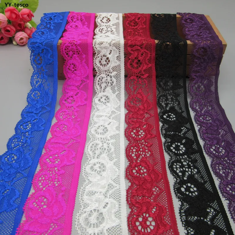 5 Yards high quality stretch elastic lace ribbon 25mm width White Lace  african lace fabric lace trimmings for sewing accessories