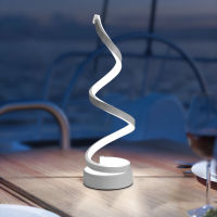 Modern LED Spiral Table Lamp Desk Bedside Acrylic Iron Curved Light for Living Room Bedroom Decoration EUUK Plug