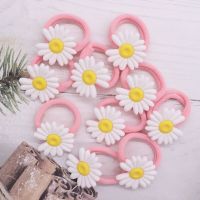 New 10Pcs Beautiful Daisy Flowers Hair Accessories Children Rubber  Bands Scrunchies Elastic Hair Bands Girls Hair Rope Headwear Hair Accessories