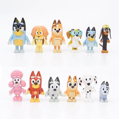 12pcs Bluey Bingo Family Action Figure Movable Joints Model Dolls Toys For Kids Gifts Collections Ornament