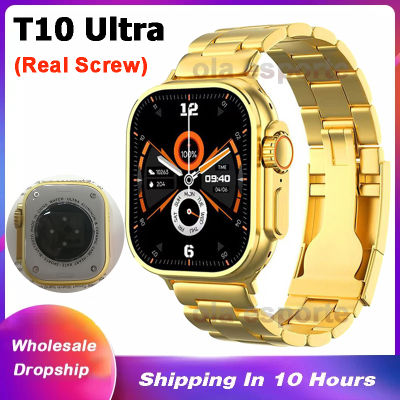 ใหม่ T10 Ultra Gold Smart Watch Ultra Series 8 NFC Bluetooth Call Men Smartwatch ผู้หญิง2023นาฬิกา Ultra Wireless Charge สำหรับ Apple