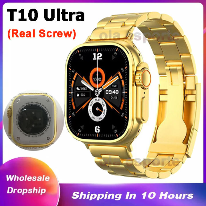 ใหม่-t10-ultra-gold-smart-watch-ultra-series-8-nfc-bluetooth-call-men-smartwatch-ผู้หญิง2023นาฬิกา-ultra-wireless-charge-สำหรับ-apple