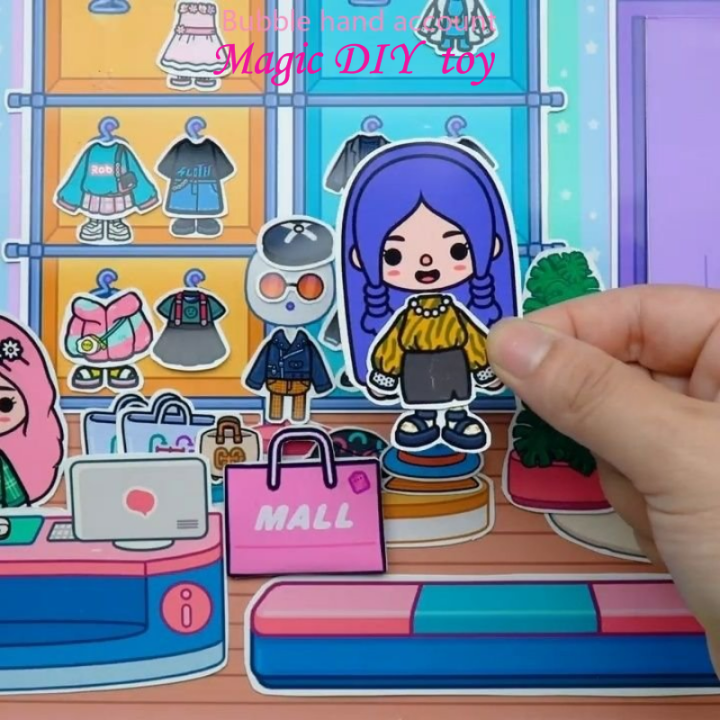 ร้านขายเสื้อผ้ากระดาษแต่งตัวตุ๊กตาแฮนด์เมด-diy-สนุกสาวบีบอัดเกมที่เงียบสงบหนังสือฉากจำลองวัสดุแพ็ค